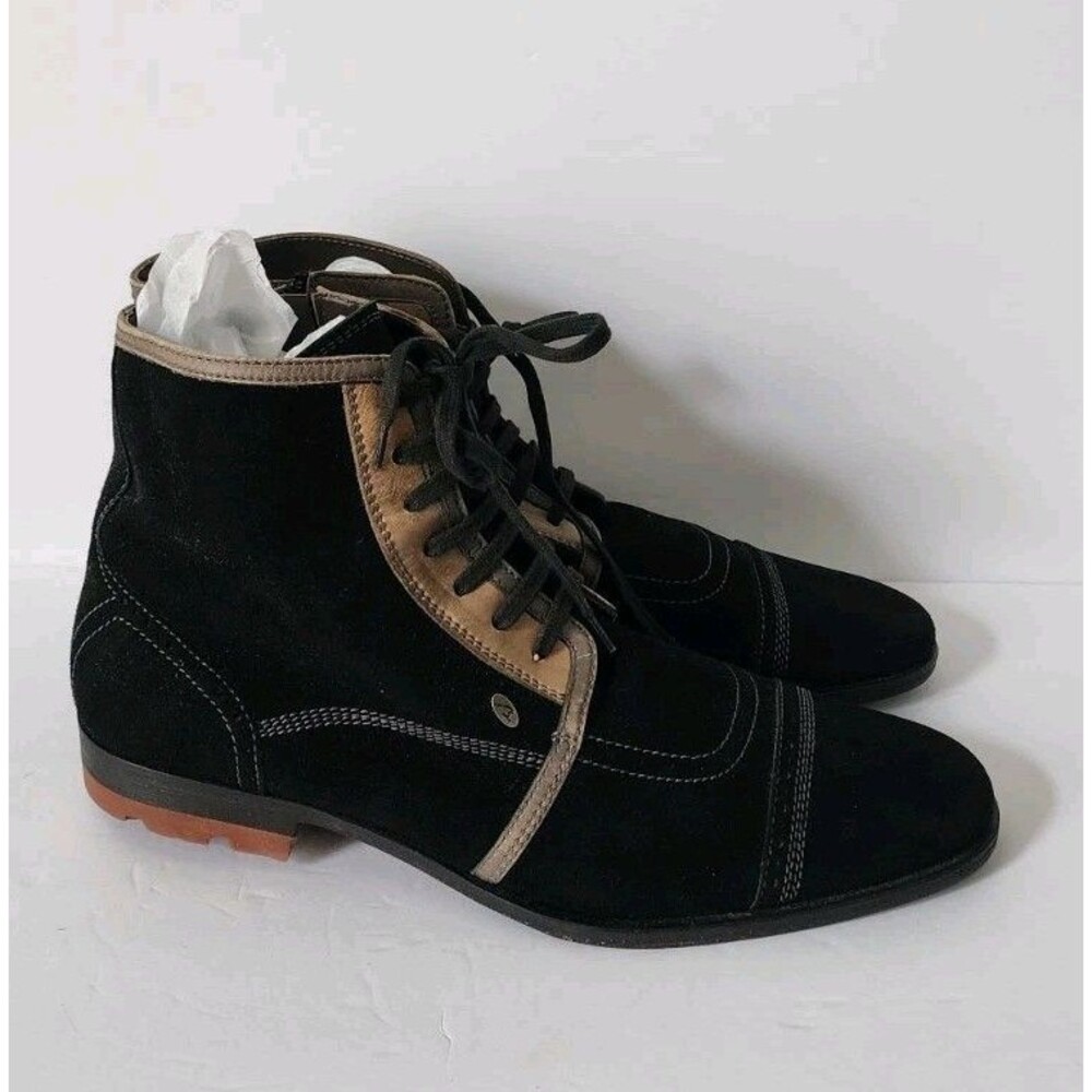 Bacco Bucci Designer Men’s Boots Pre-Owned Black Suede Size 11